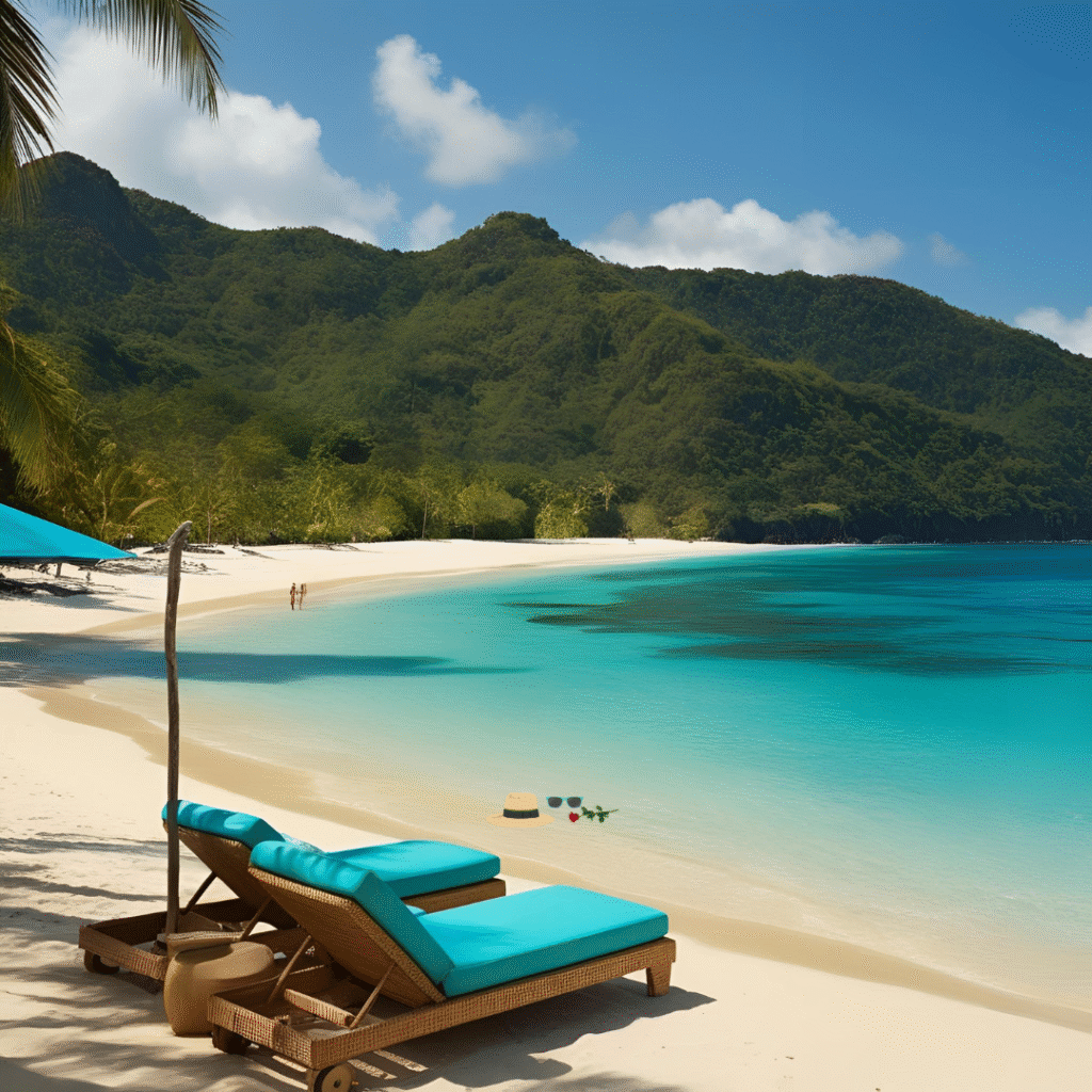 Luxury beach in Sumbawa with turquoise water and tropical mountains — Bali vs Sumbawa travel perspective.